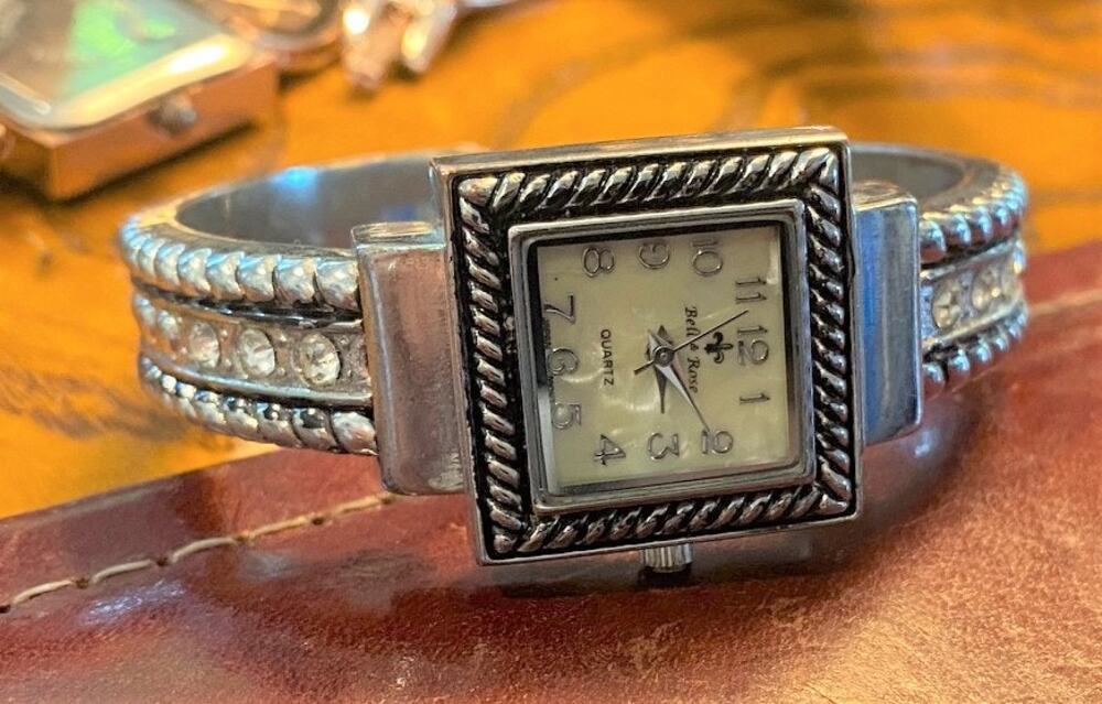 Women's 24mm Silver Tone Bella& Rose Watch, Crystal; Accents, MOP Face